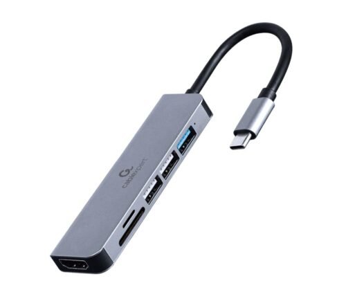 Gembird A-CM-COMBO6-02 USB Type-C 6-in-1 Multi-Port Adapter Space Grey
