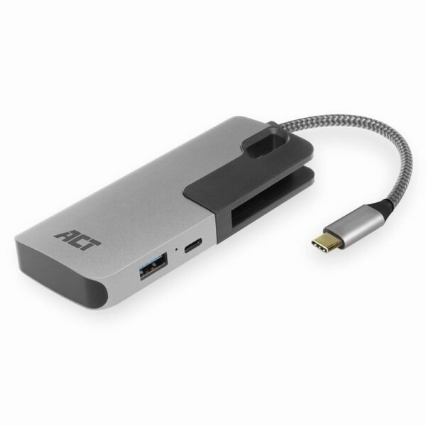 act-ac7052_1 ACT AC7052 USB-C Hub 3 port with CardReader Grey