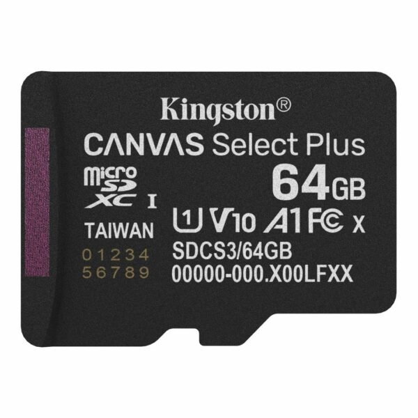 kingston-64gb-microsdxc-canvas-select-plus-gen3-class-10-uhs-1-a1-v10-adapter-nelkul_1 Kingston 64GB microSDXC Canvas Select Plus Gen3 Class 10 UHS-1 A1 V10 adapter nélkül