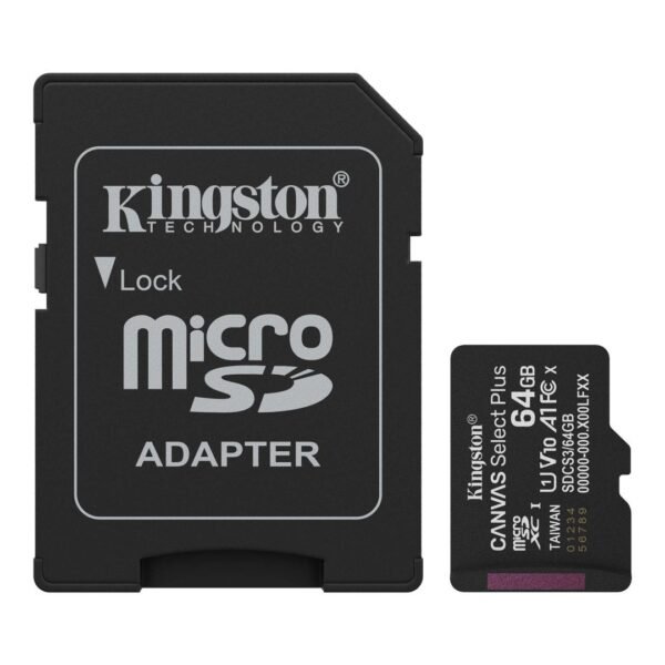 kingston-64gb-microsdxc-canvas-select-plus-gen3-class-10-uhs-1-a1-v10-adapterrel_1 Kingston 64GB microSDXC Canvas Select Plus Gen3 Class 10 UHS-1 A1 V10 + adapterrel