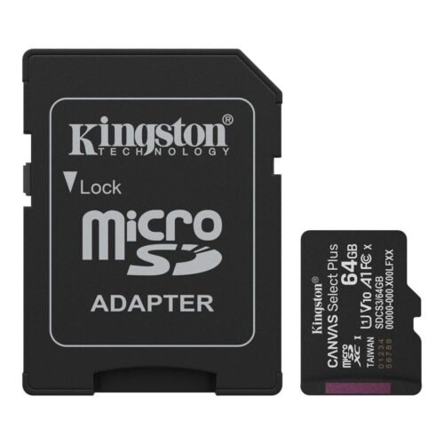 Kingston 64GB microSDXC Canvas Select Plus Gen3 Class 10 UHS-1 A1 V10 + adapterrel